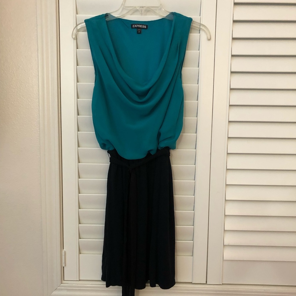Express, teal and black dress